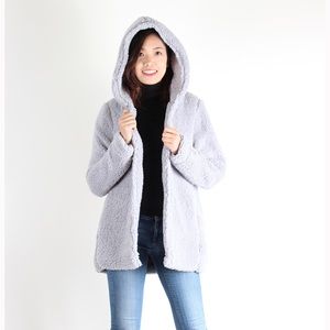 Last 1 in XL! NWT, Light Grey Sherpa Hoodie Jacket
